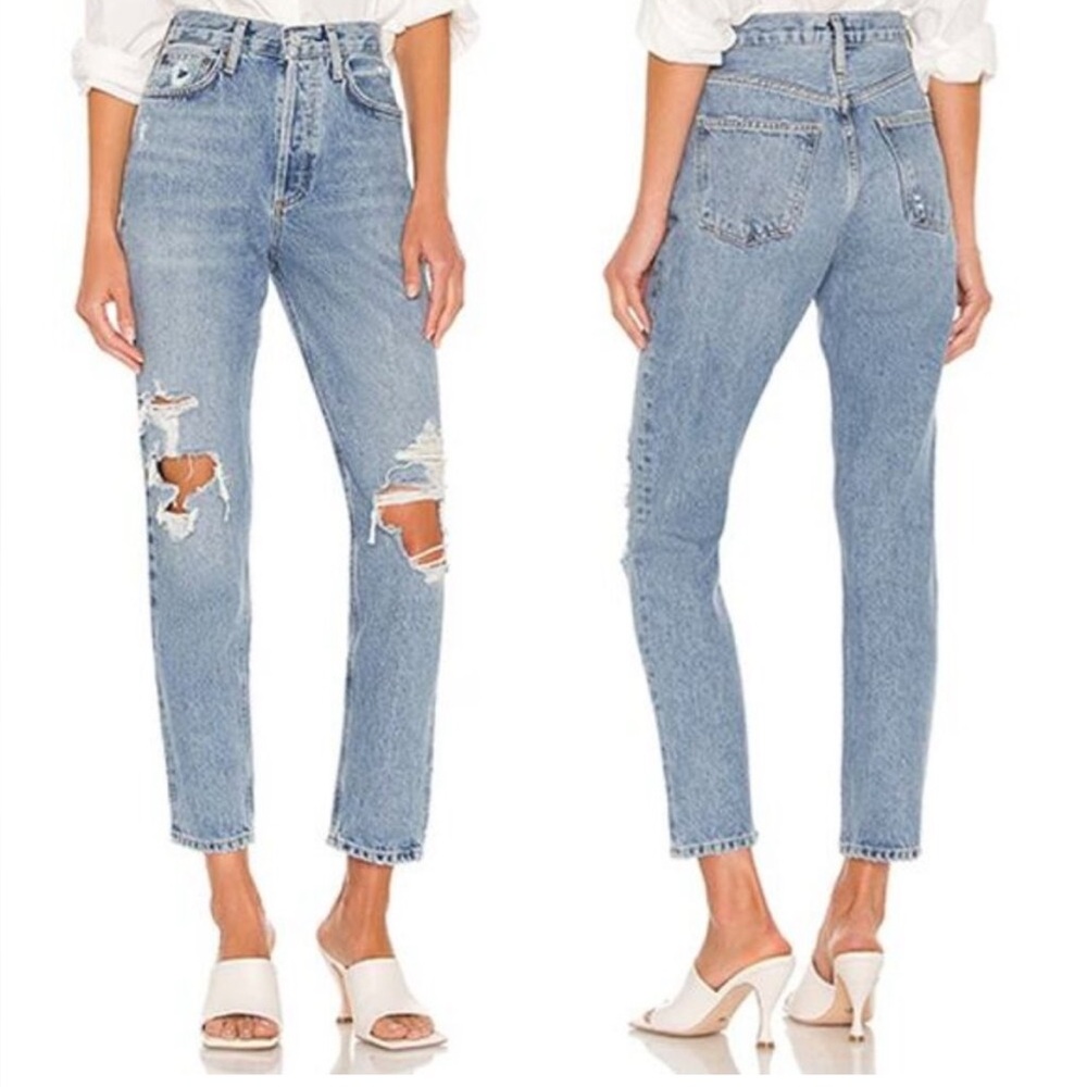 Agolde FEN Straight Leg Denim Distressed Jeans